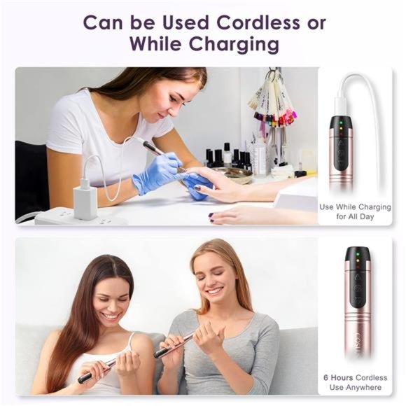 Cordless Nail Drill Electric File:Professional for Acrylic Gel Dip Powder Nails - Picture 6 of 6